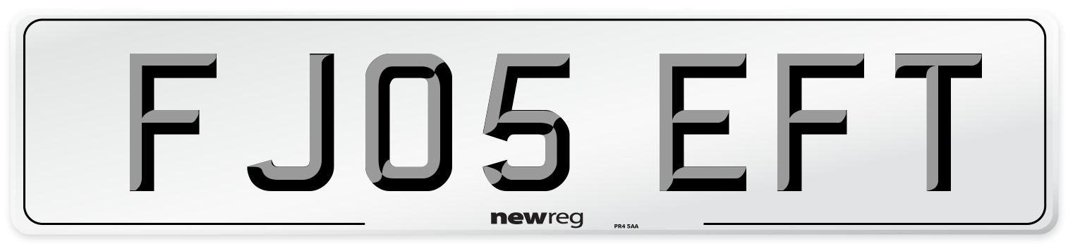 FJ05 EFT Number Plate from New Reg